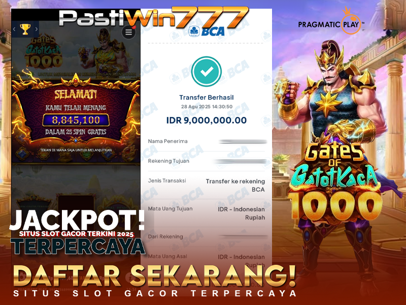 BUKTI JP BESAR MEMBER PASTIWIN777 – GATES OF GATOTKACA 1000 – PRAGMATIC PLAY
