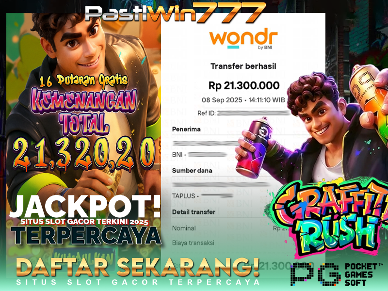 BUKTI JP BESAR MEMBER PASTIWIN777 – GRAFITTY RUSH – PGSOFT