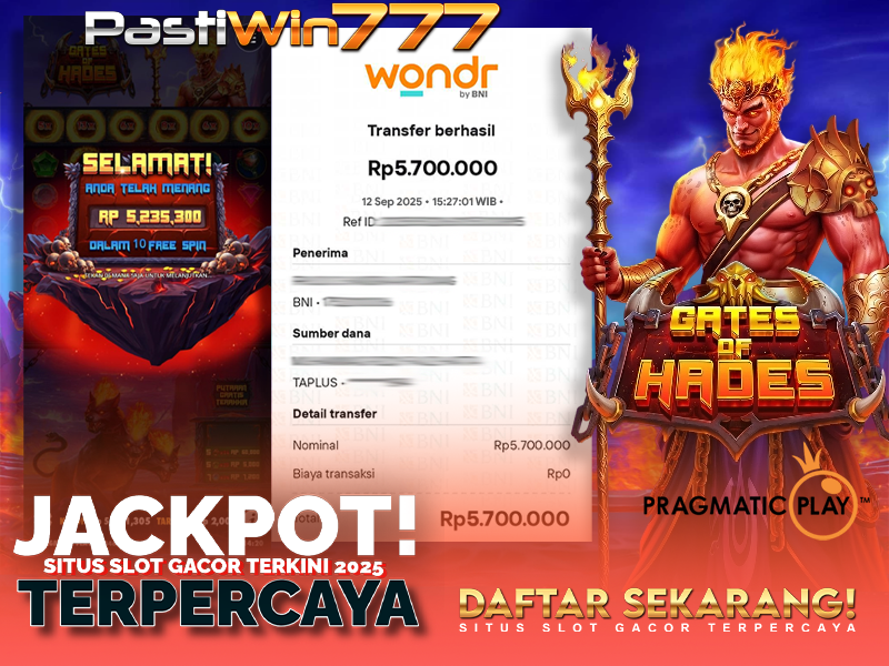 BUKTI JP BESAR MEMBER PASTIWIN777 – GATES OF HADES – PRAGMATIC PLAY