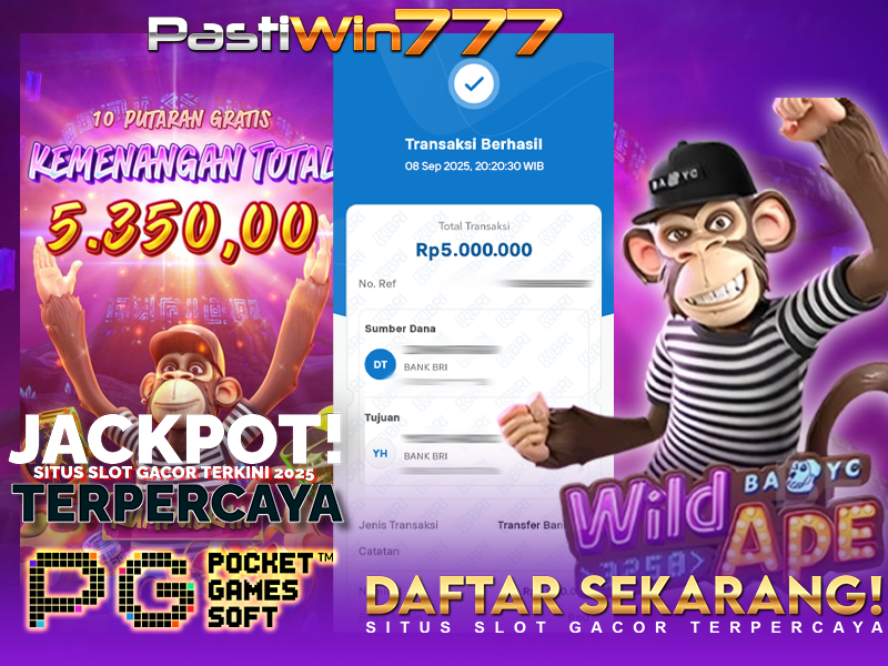 BUKTI JP BESAR MEMBER PASTIWIN777 – WILD APE – PGSOFT