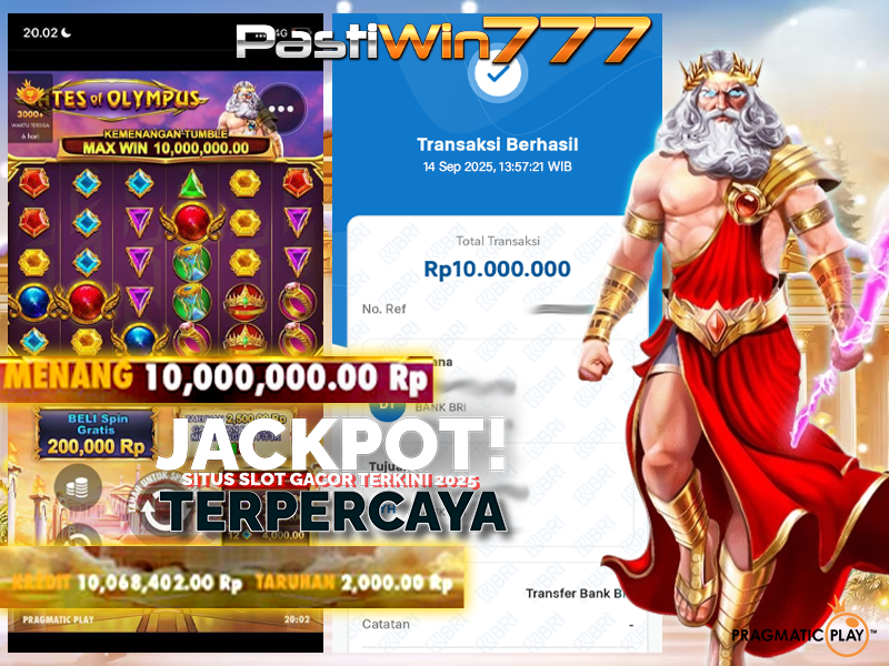 BUKTI JP BESAR MEMBER PASTIWIN777 – GATES OF OLYMPUS – PRAGMATIC PLAY