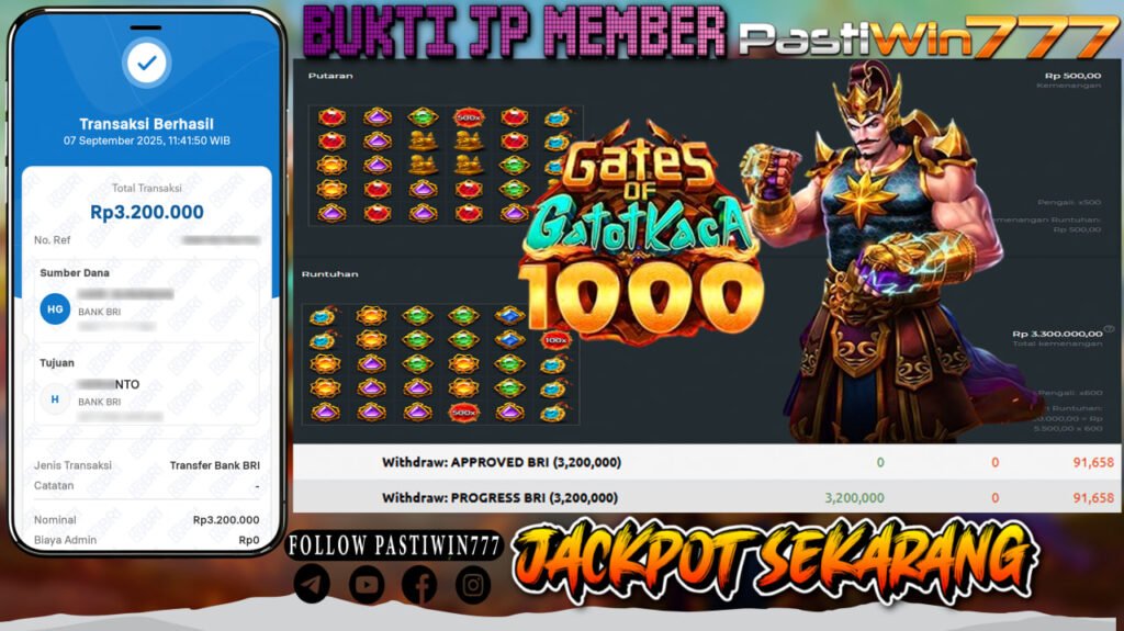 BUKTI JP MEMBER PASTIWIN777 BERMAIN GATES OF GATOTKACA 1000-PRAGMATIC PLAY