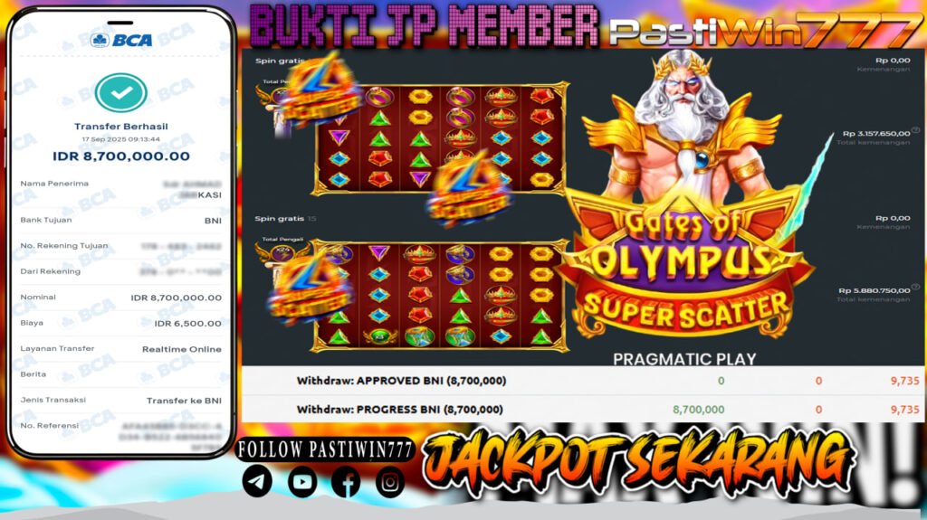 BUKTI JP MEMBER PASTIWIN777 BERMAIN GATE OF OLYMPUS SUPER SCATTER -PRAGMATIC PLAY