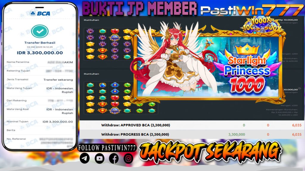BUKTI JP MEMBER PASTIWIN777 BERMAIN STARLIGHT PRINCESS 1000 -PRAGMATIC PLAY