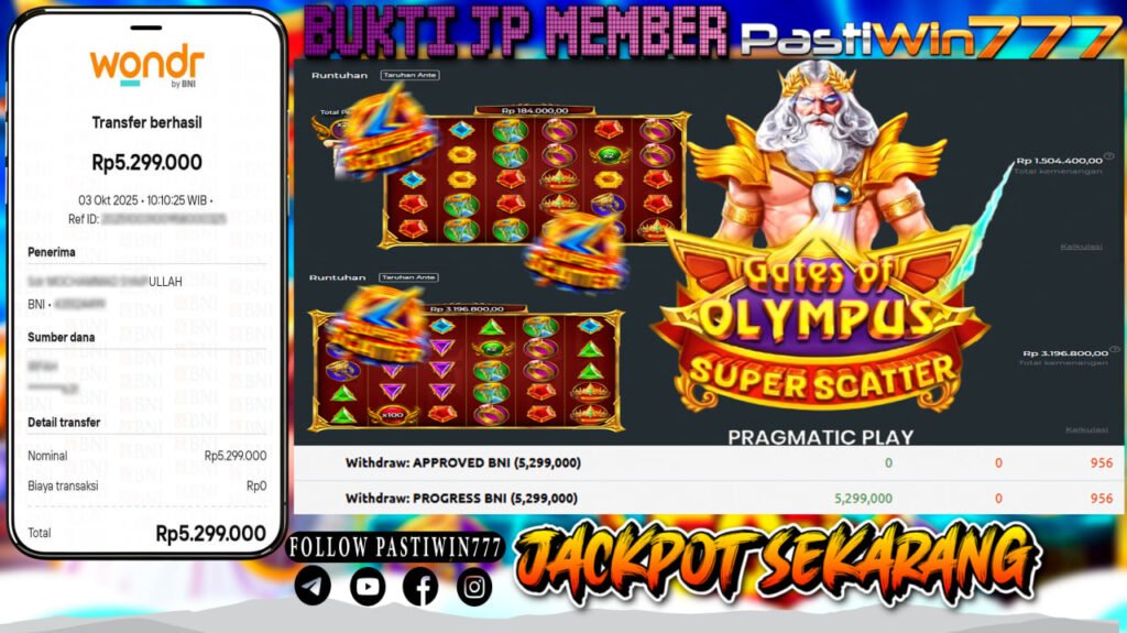 BUKTI JP MEMBER PASTIWIN777 BERMAIN GATE OF OLYMPUS SUPER SCATTER -PRAGMATIC PLAY