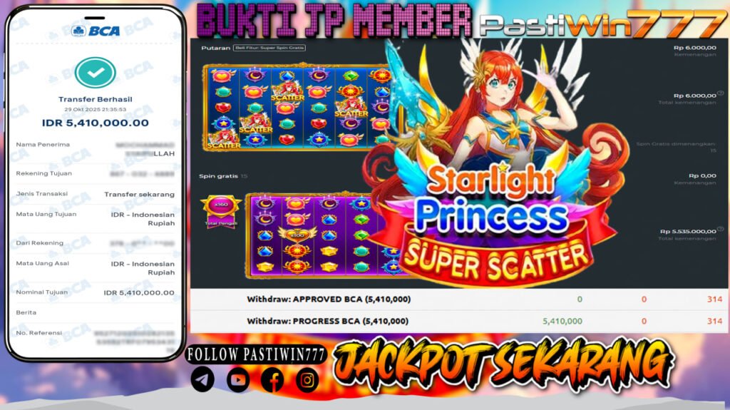 BUKTI JP MEMBER PASTIWIN777 BERMAIN STARLIGHT PRINCESS SUPER SCATTER -PRAGMATIC PLAY