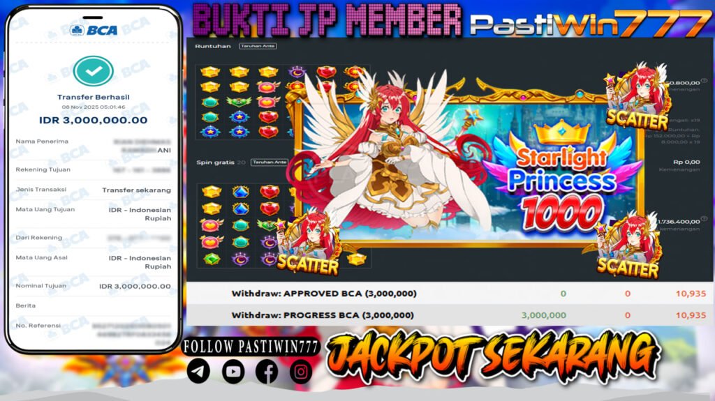 BUKTI JP MEMBER PASTIWIN777 BERMAIN STARLIGHT PRINCESS 1000 -PRAGMATIC PLAY