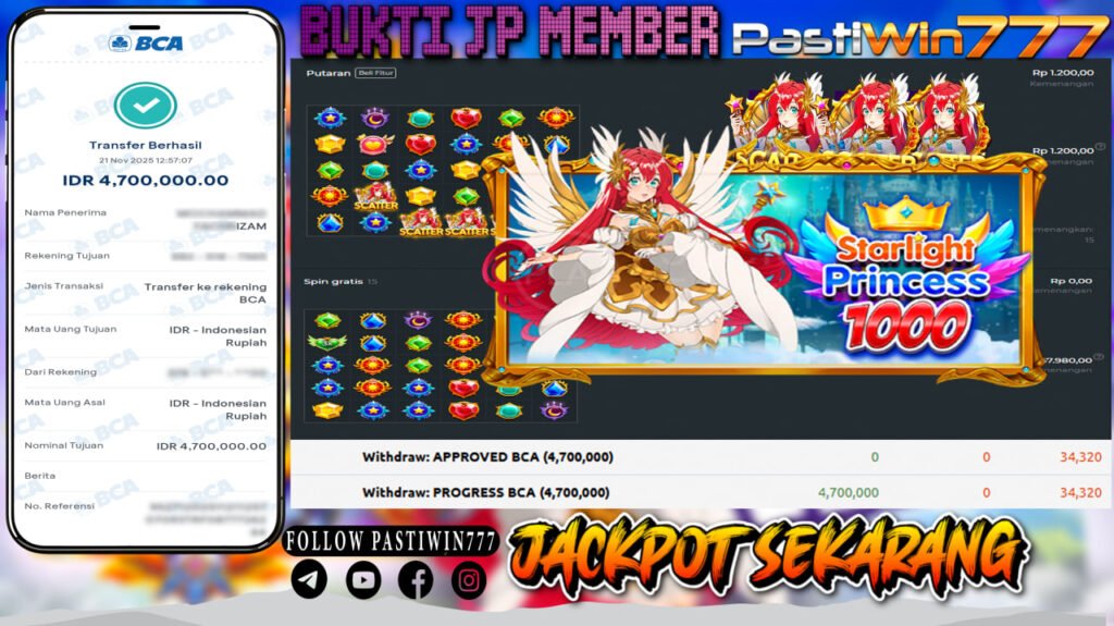 BUKTI JP MEMBER PASTIWIN777 BERMAIN STARLIGHT PRINCESS 1000 -PRAGMATIC PLAY