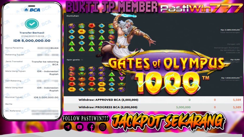 BUKTI JP MEMBER PASTIWIN777 BERMAIN GATE OF OLYMPUS 1000 -PRAGMATIC PLAY