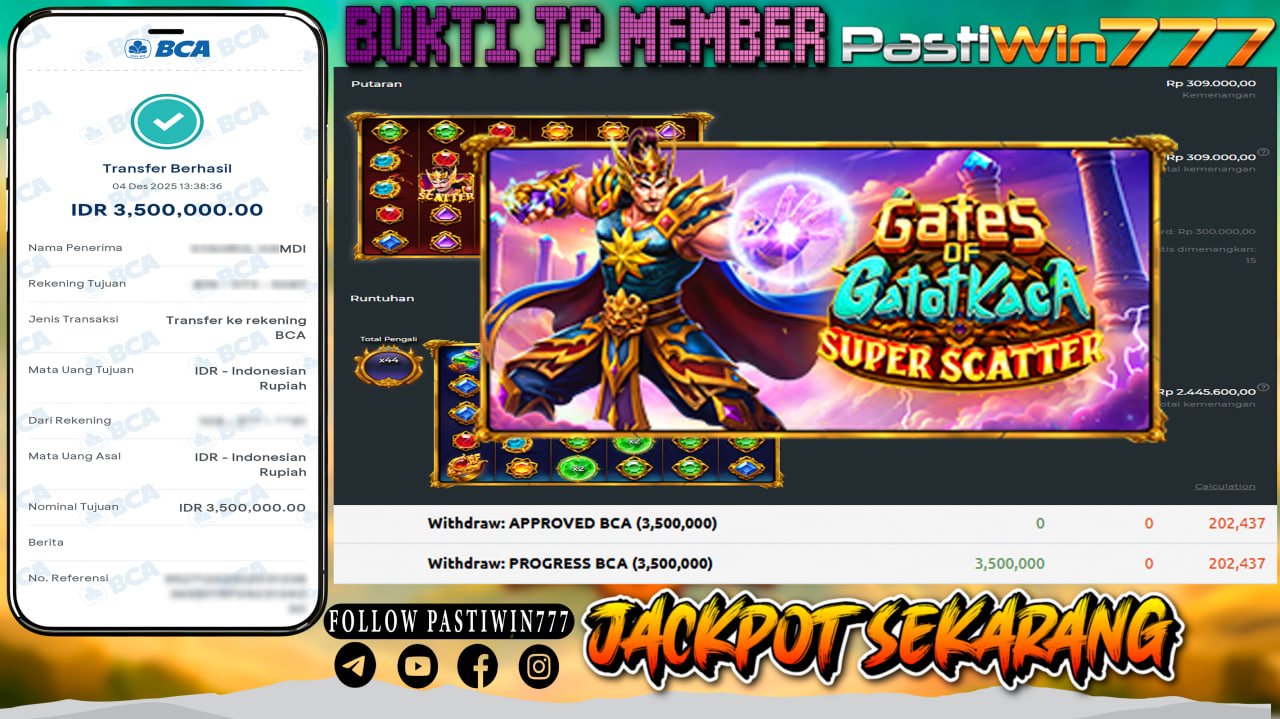 BUKTI JP MEMBER PASTIWIN777 BERMAIN GATES OF GATOTKACA SUPER SCATTER -PRAGMATIC PLAY