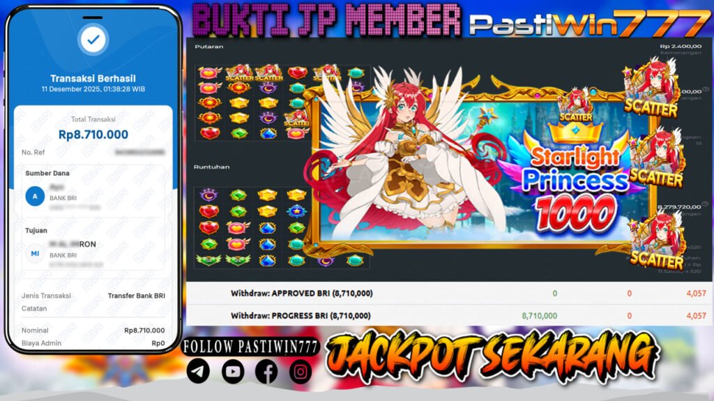 BUKTI JP MEMBER PASTIWIN777 BERMAIN STARLIGHT PRINCESS 1000 -PRAGMATIC PLAY