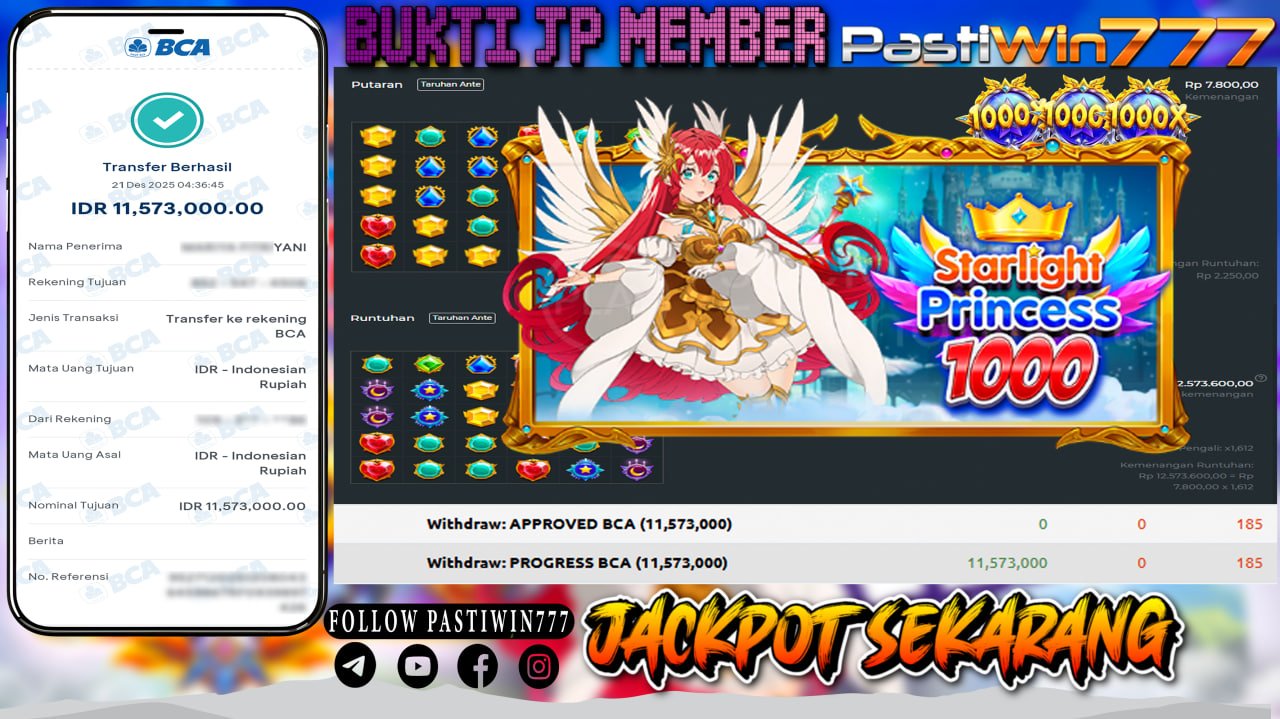 BUKTI JP MEMBER PASTIWIN777 BERMAIN STARLIGHT PRINCESS 1000 -PRAGMATIC PLAY