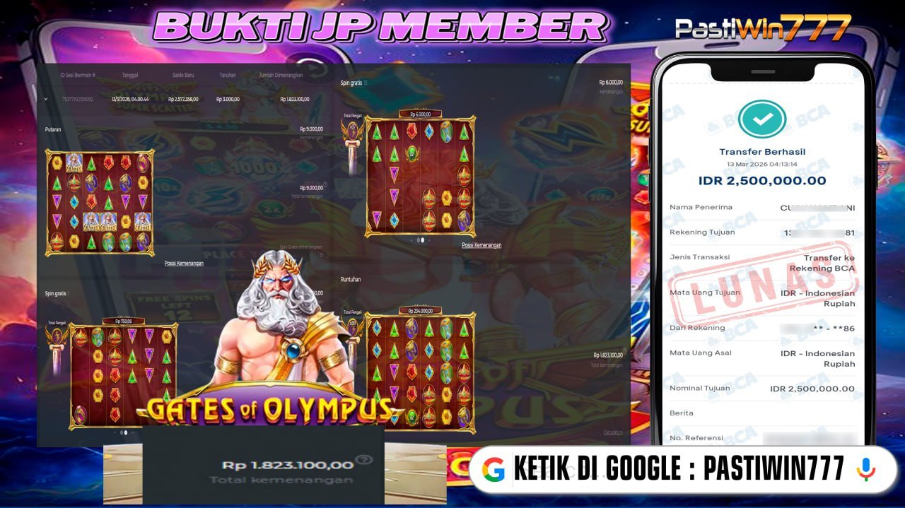 BUKTI JP BESAR MEMBER PASTIWIN777 – GATES OF OLYMPUS X-MAS 1000 – PRAGMATIC PLAY