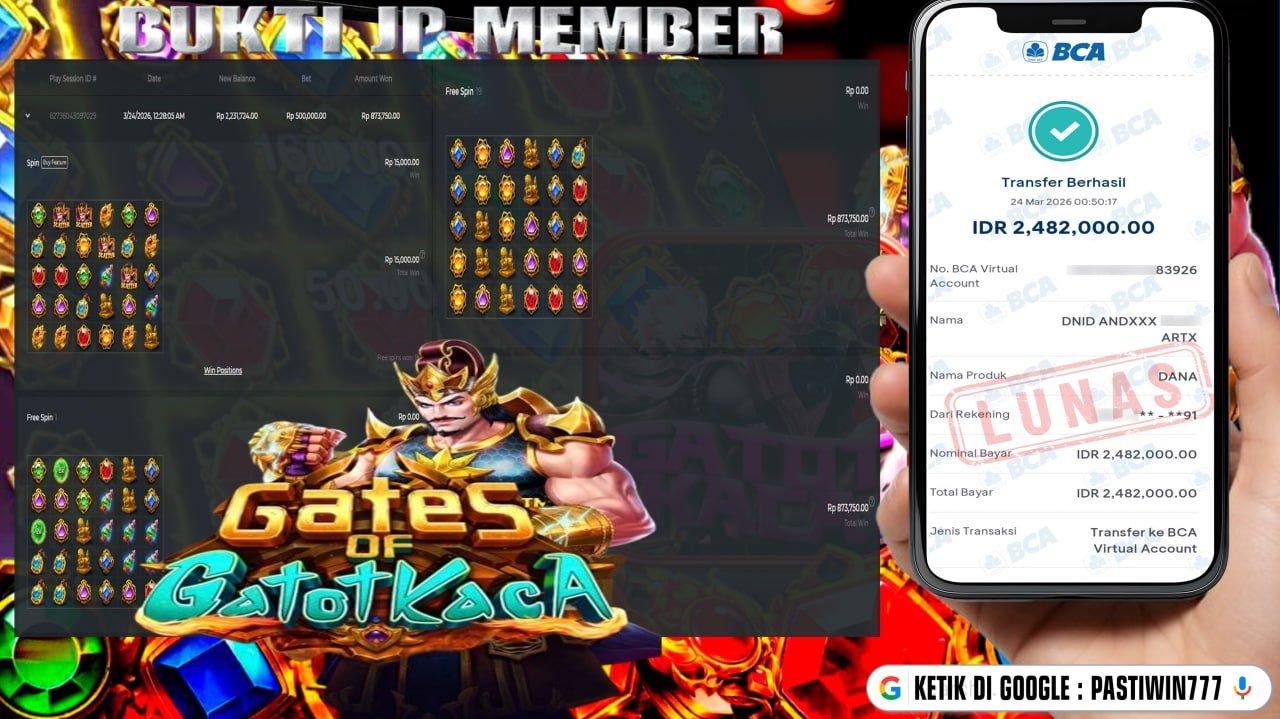 BUKTI JP BESAR MEMBER PASTIWIN777 – GATES OF GATOTKACA – PRAGMATIC PLAY