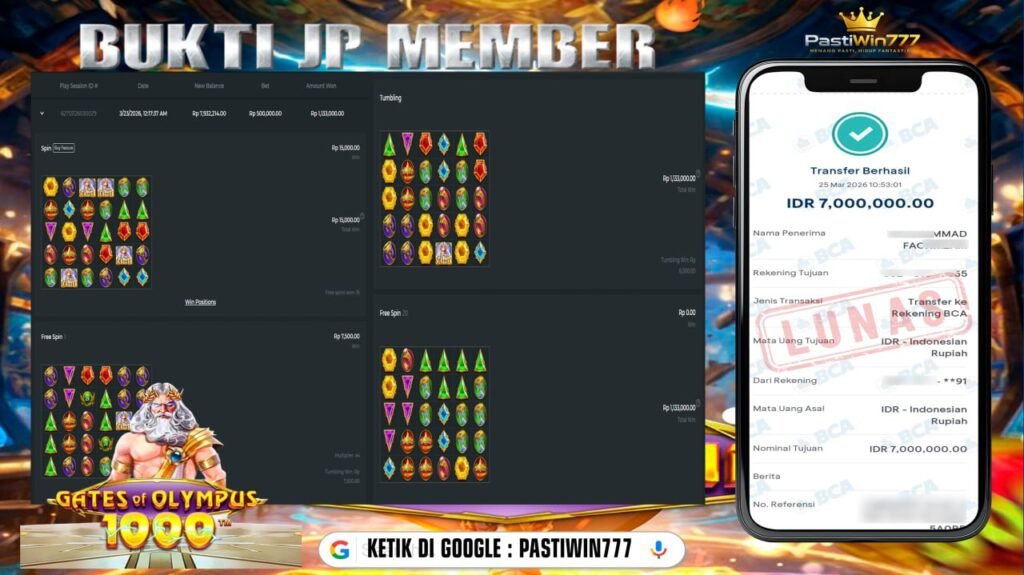 BUKTI JP BESAR MEMBER PASTIWIN777 – GATES OF OLYMPUS X-MAS 1000 – PRAGMATIC PLAY