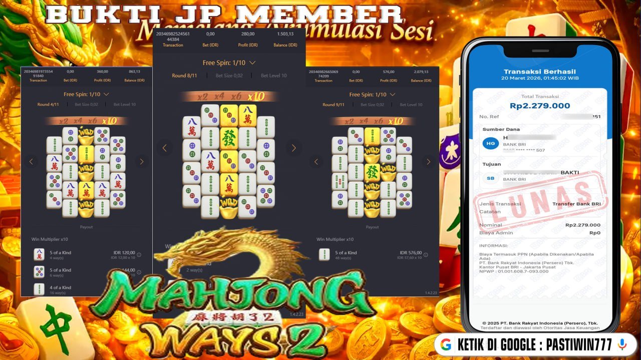 BUKTI JP PASTIWIN777 BUKTI JP MEMBER PASTIWIN777 – MAHJONG WAYS 2 – PGSOFT