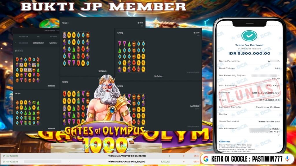 BUKTI JP BESAR MEMBER PASTIWIN777 – GATES OF OLYMPUS X-MAS 1000 – PRAGMATIC PLAY