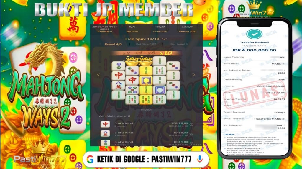 BUKTI JP PASTIWIN777 BUKTI JP MEMBER PASTIWIN777 – MAHJONG WAYS 2 – PGSOFT