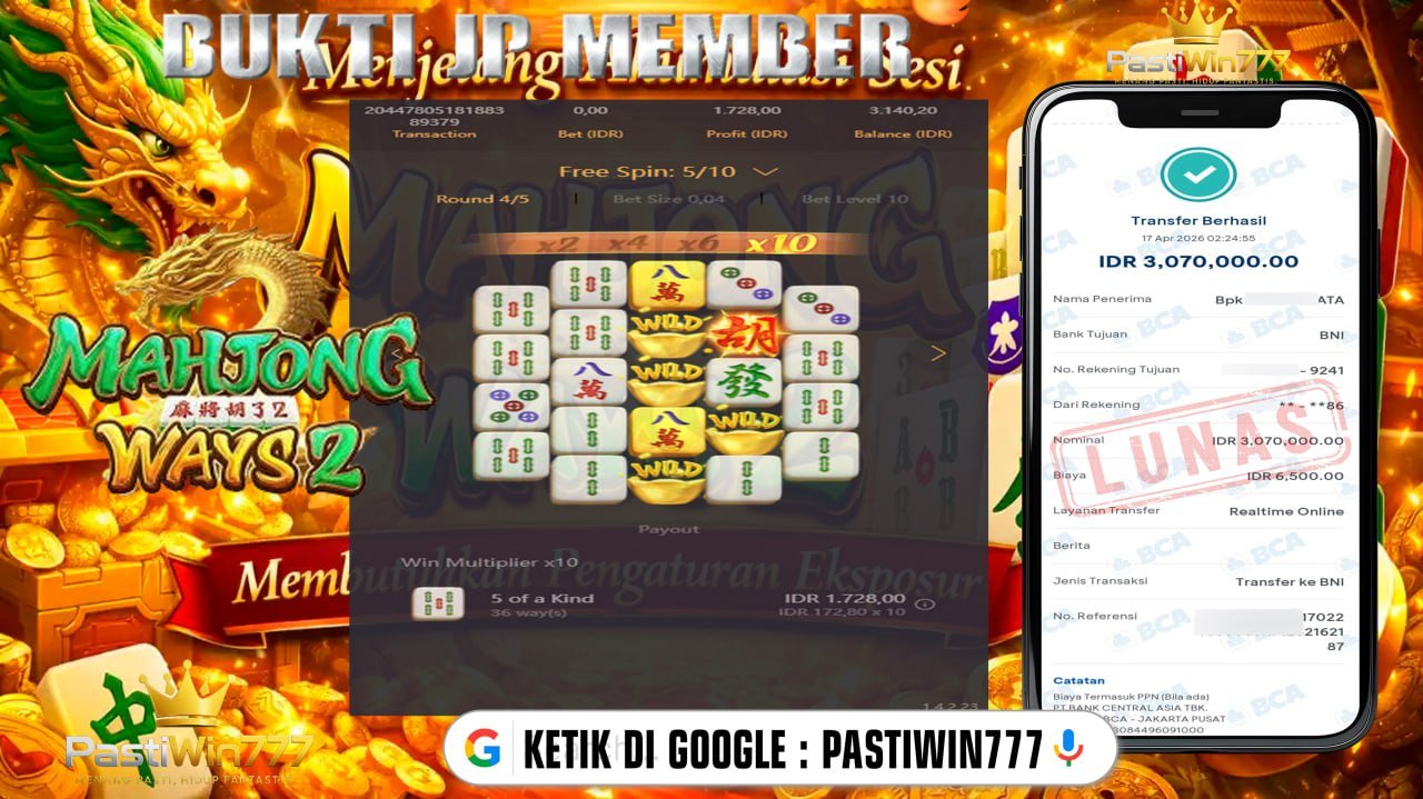 BUKTI JP PASTIWIN777 BUKTI JP MEMBER PASTIWIN777 – MAHJONG WAYS 2 – PGSOFT