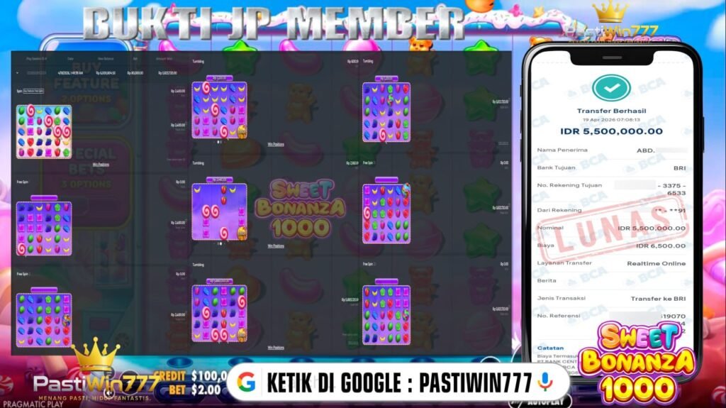 BUKTI JP BESAR MEMBER PASTIWIN777 – SWEET BONANZA 1000 – PRAGMATIC PLAY