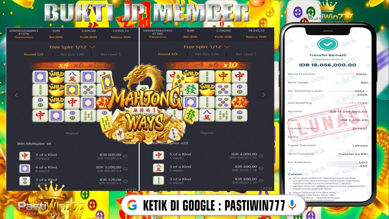 BUKTI JP PASTIWIN777 BUKTI JP MEMBER PASTIWIN777 – MAHJONG WAYS 2 – PGSOFT