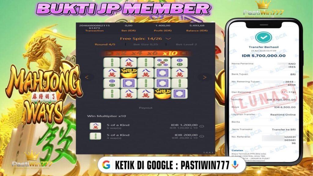BUKTI JP PASTIWIN777 BUKTI JP MEMBER PASTIWIN777 – MAHJONG WAYS – PGSOFT