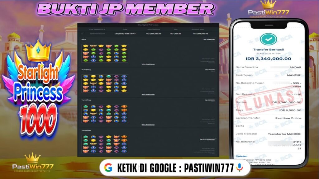 BUKTI JP MEMBER PASTIWIN777 BERMAIN STARLIGHT PRINCESS 1000 -PRAGMATIC PLAY