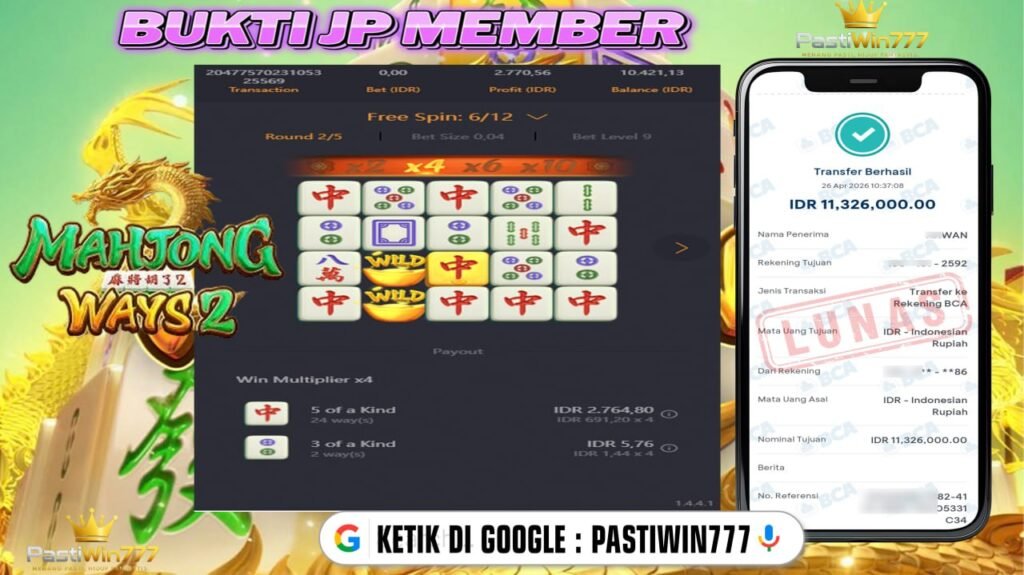 BUKTI JP PASTIWIN777 BUKTI JP MEMBER PASTIWIN777 – MAHJONG WAYS 2 – PGSOFT