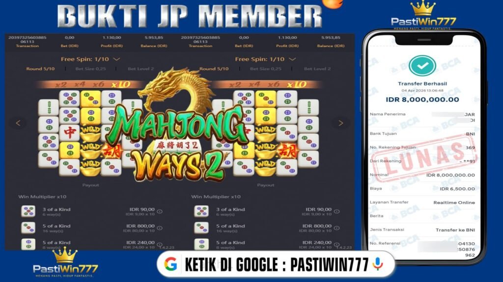 BUKTI JP PASTIWIN777 BUKTI JP MEMBER PASTIWIN777 – MAHJONG WAYS 2 – PGSOFT